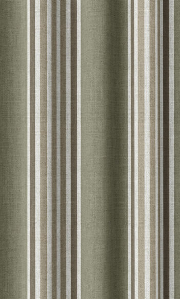 Green And Beige And Brown Striped Custom Drapes