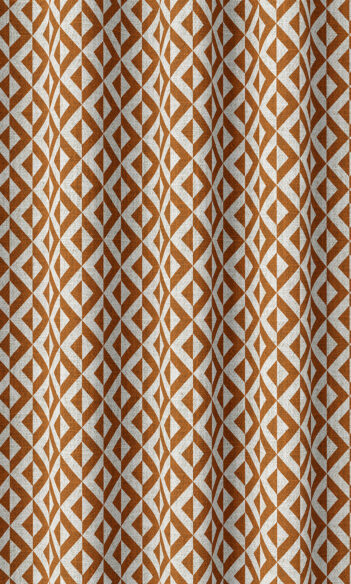 Orange Geometric Extra Long Custom Curtains For Dining Room