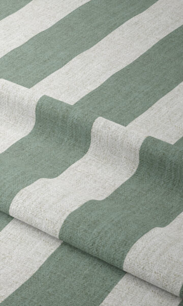 Green And White Striped Custom Extra Long Drapes