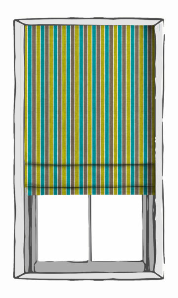 Green And Brown Striped Blinds Window Treatment