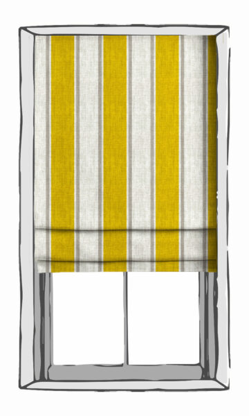 White And Yellow Striped Window Treatment