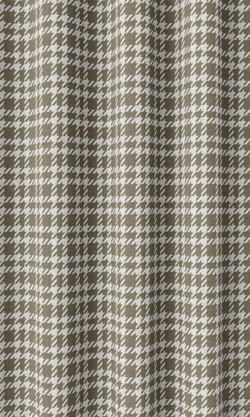 Brown Checked Custom Drapes For Bedroom