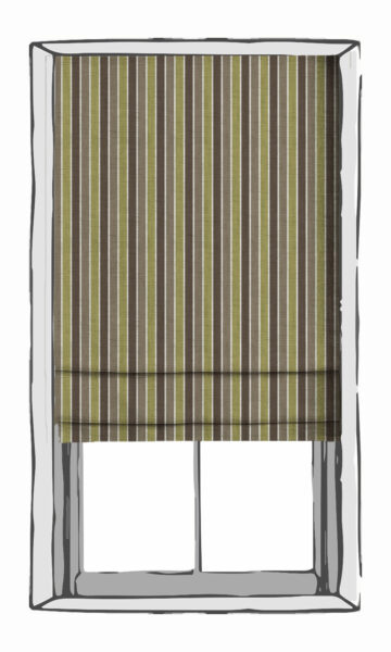 Green Striped Roman Blinds For Kitchen
