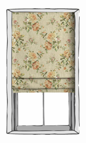 Beige Floral Custom Window Roman Shades