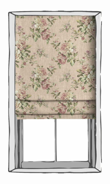 Beige Floral Bathroom Roman Shades