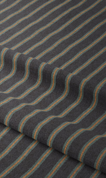 Affordable Grey Striped Custom Drapes And Roman Blinds