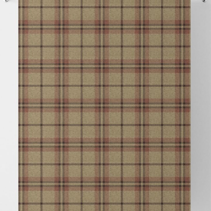 &#8216;Bellini Fizz&#8217; Check Patterned Curtains? (Beige/ Red)