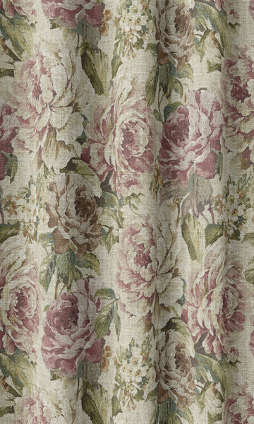 Cream Floral Linen Bathroom Drapes