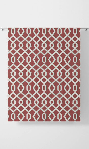 Red And White Geometric Custom Drapes