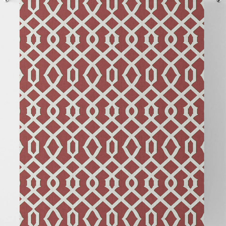 &#8216;Coral Rose&#8217; Trellis Patterned? Window Drapery (Red)