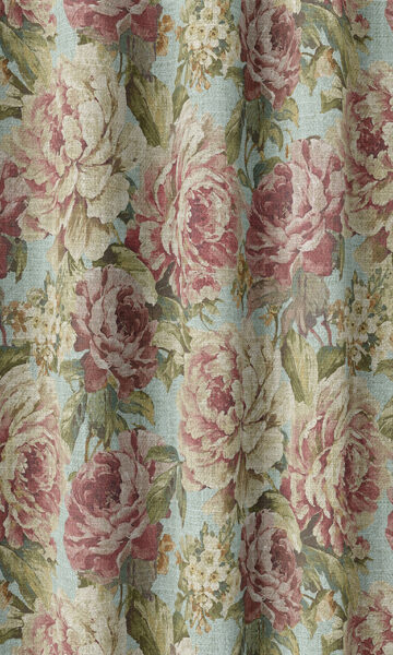 Green Floral Custom Window Drapes