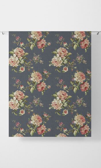 Navy Floral Kitchen Window Treatments