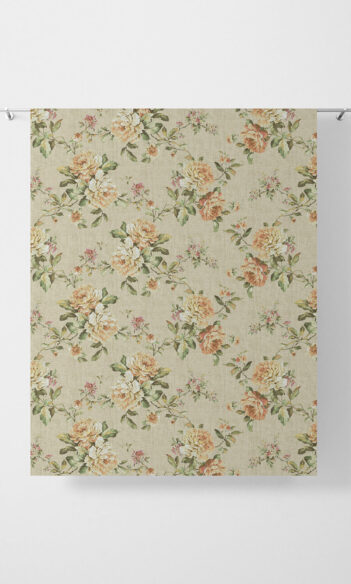 Beige Floral Custom Window Drapes