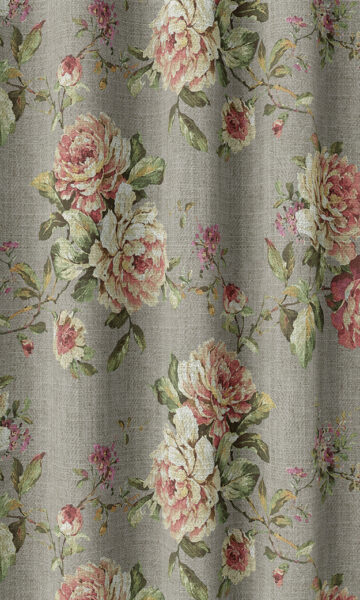 Grey Floral Custom Curtains