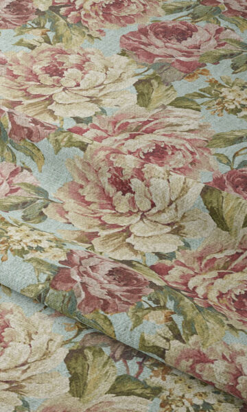 Green Floral Custom Window Drapes And Roman Blinds