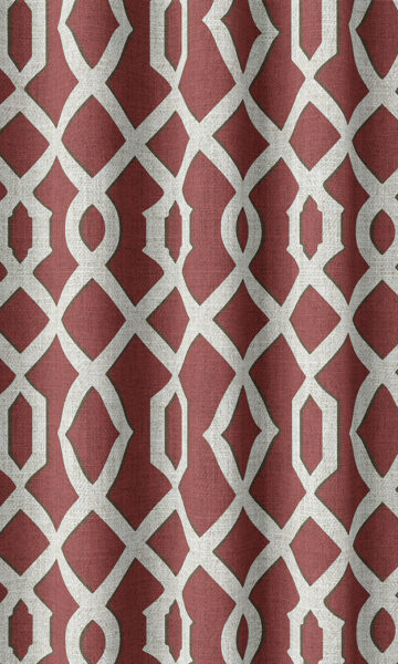 Red And White Geometric Bedroom Curtains