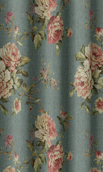 Green Floral Custom Window Curtains