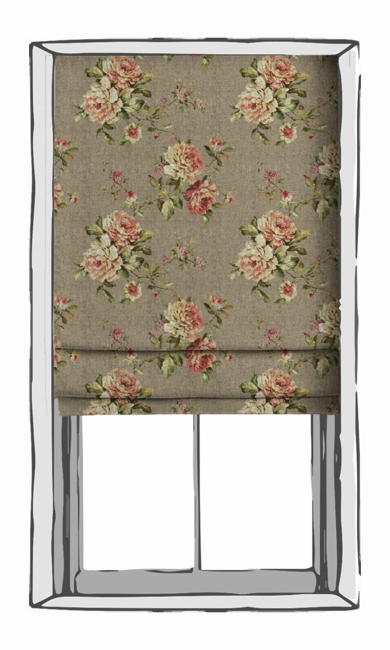 Order Floral Country Roman Shades Online I Grey/ Green/ Pink I Spiffy
