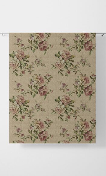Beige Floral Custom Window Drapery