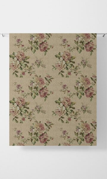 Beige Floral Custom Window Drapery