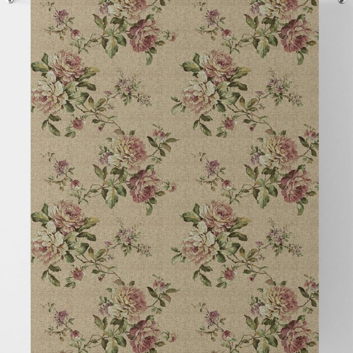 &#8216;Playa Arenosa&#8217; Floral Curtains  (Ochre/ Green/ Red)