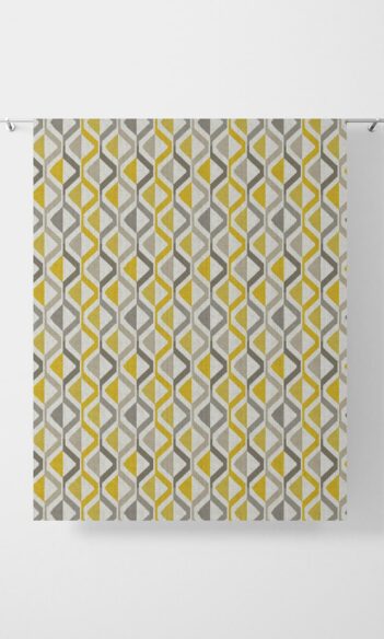 Yellow And Grey Geometric Custom Drapery