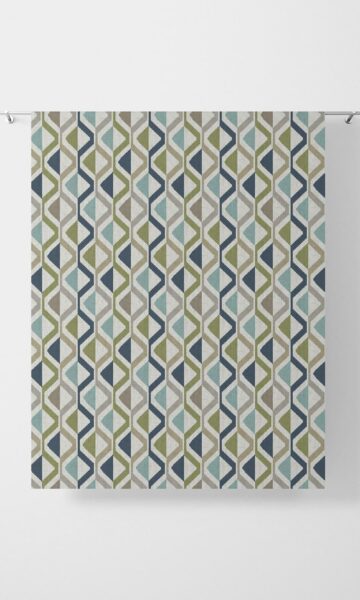 Navy And Green Geometric Custom Drapery