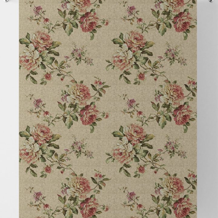 &#8216;Tres Naturale&#8217; Floral Curtains (Ochre/ Green/ Red)
