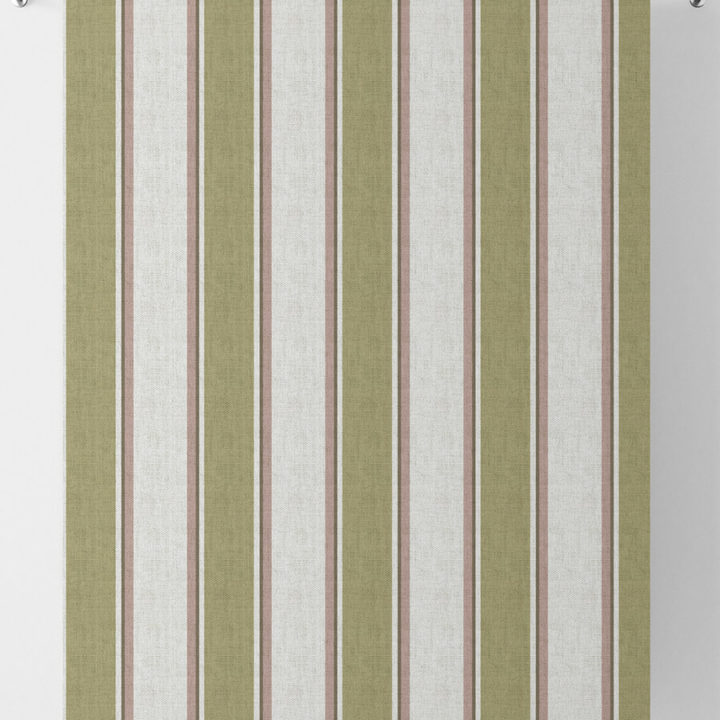 &#8216;Honeycomb&#8217; Striped Window Curtains  (Green/ Pink/ White)