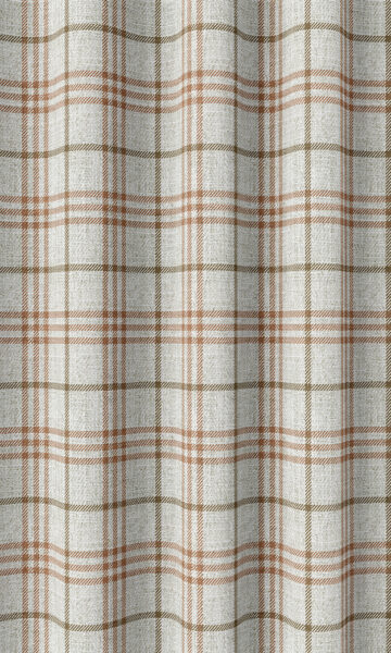 Beige And Orange Checked Window Drapes