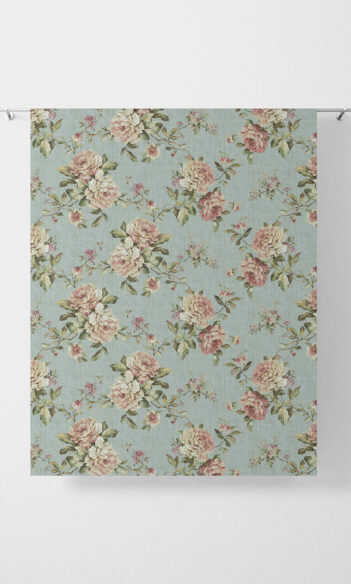 Green Floral Custom Window Drapes