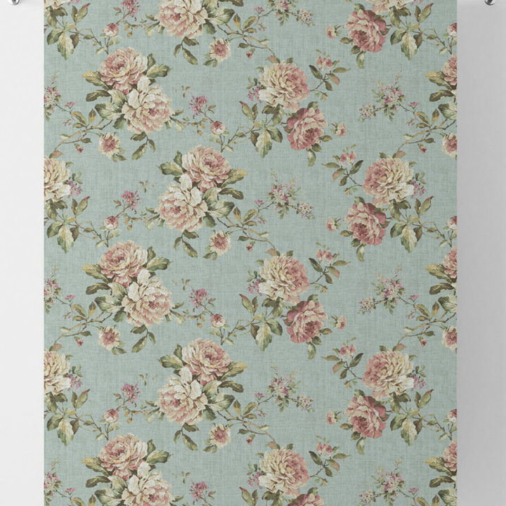 &#8216;Country Cottage&#8217; Country Floral Window Shades (Blue/ Pink)