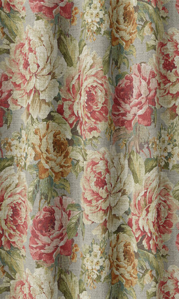 Green Floral Custom Window Drapes