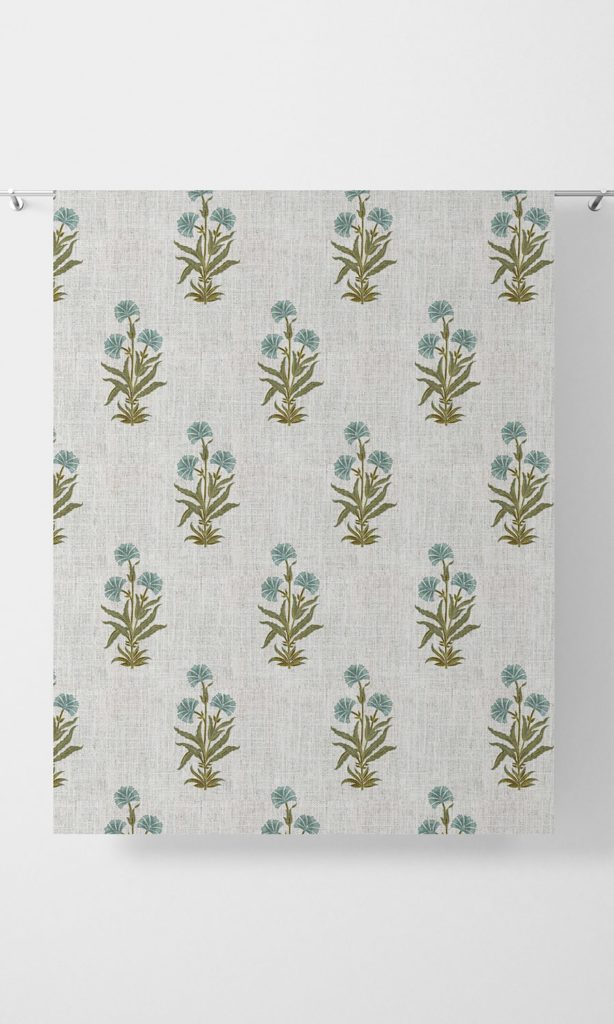 'Amer' Modern Floral Roman Shades (Green/ Blue/ White)