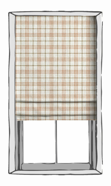 Beige And Orange Checked Window Treatments