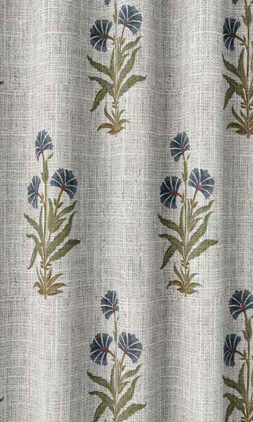 Green And Blue Floral Custom Drapes