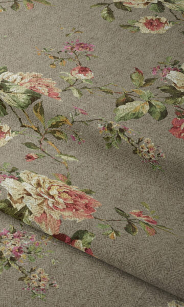Beige Floral Bedroom Custom Window Treatments