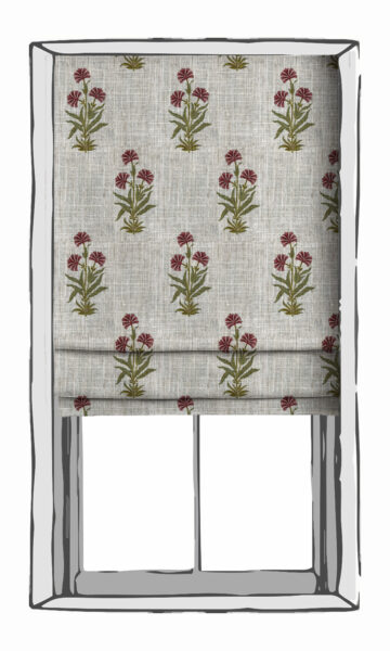 Green And Pink Floral Window Roman Shades