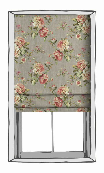 Grey Floral Custom Window Roman Shades
