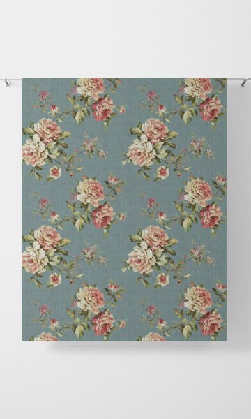 Green Floral Custom Bedroom Drapery