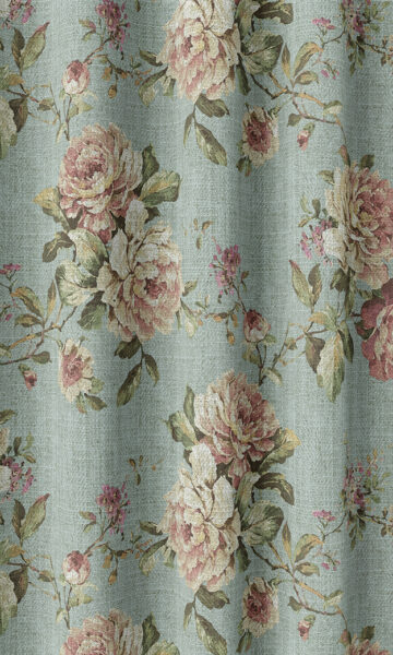 Green Floral Custom Window Treatments