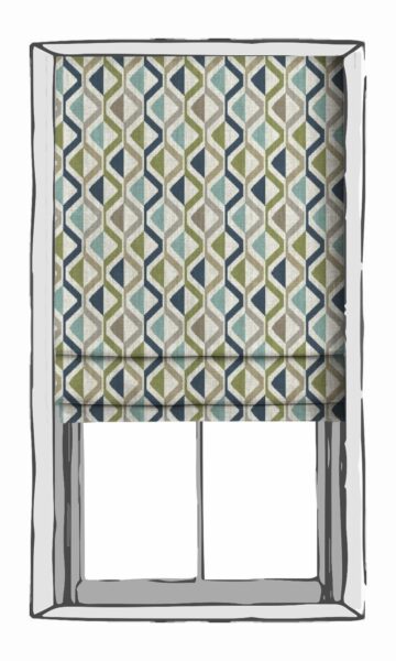 Navy And Green Geometric Custom Roman Shades
