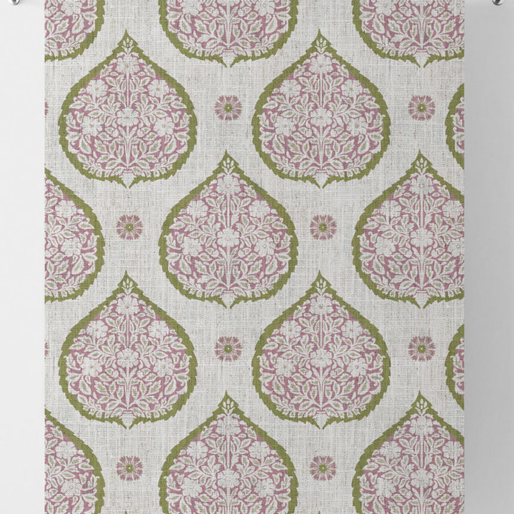 &#8216;Chandpole&#8217; Paisley Blinds (Pink/ Green)