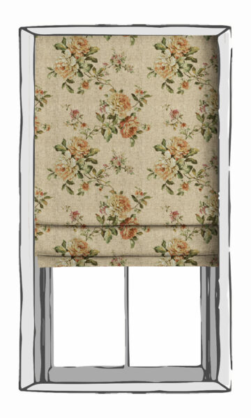 Beige Floral Roman Shades For Bedroom