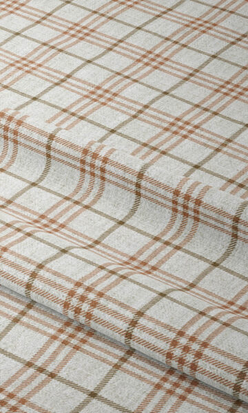 Beige And Orange Checked Custom Drapes