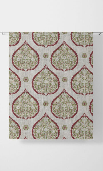 Green And Pink Patterned Custom Drapery