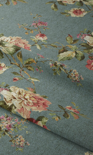 Green Floral Custom Window Drapery