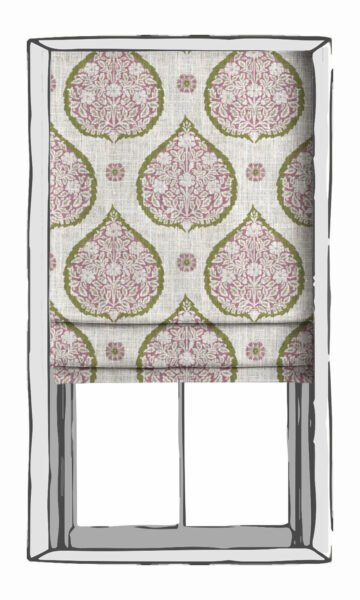 Green And Pink Patterned Window Treatments
