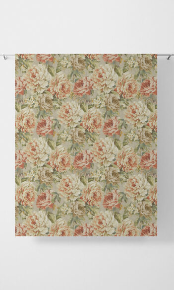 Linen Floral Long Custom Window Drapes