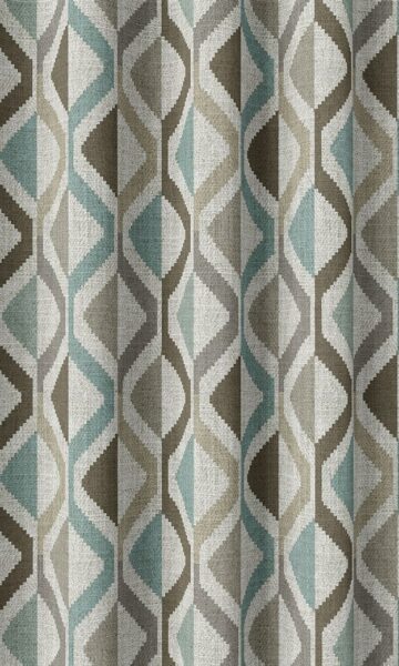 Brown And Green Geometric Custom Drapery